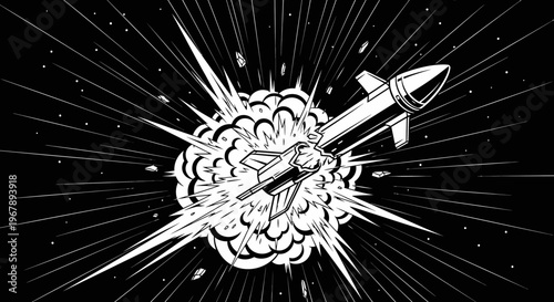 Rocket Ship Blasting Off Into Space 1.