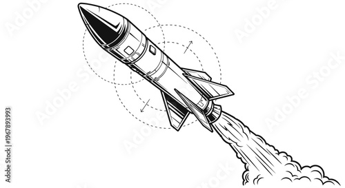 Rocket Ship Blasting Off Into Space.