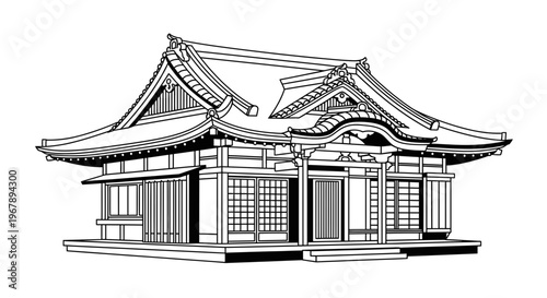 Traditional Japanese House Roof Architecture.