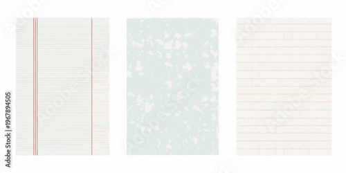 Three patterned paper backgrounds lined speckled and grid