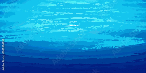 Abstract blue illustration depicting swirling underwater currents and light rays