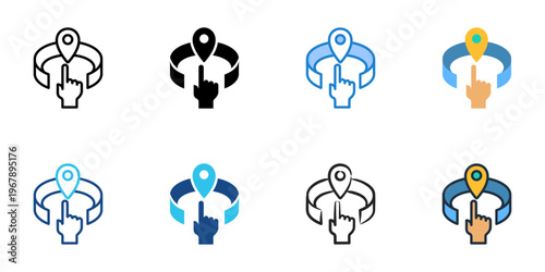 Virtual guide icons set multiple style collection. Editable stroke 
