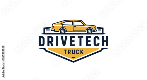DriveTech Truck Logo - Automotive Transport and Vehicle Services Emblem.