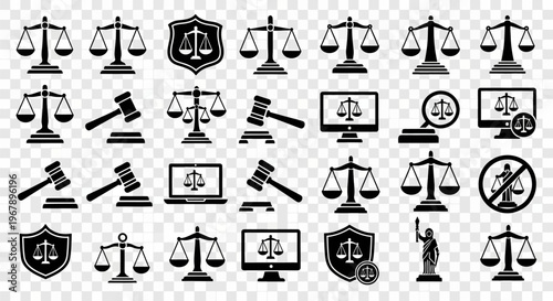 law and justice icons set.