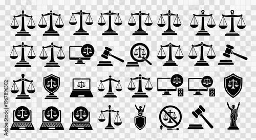 law and justice icons set.