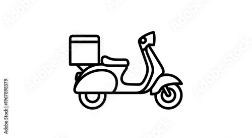 Delivery Scooter Line Art Icon Vector Illustration for Food Shipping and Courier Services