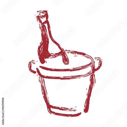 hand drawn Wine Bottle in Ice Bucket illustration