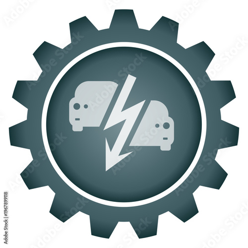 Car Accident Traffic Conflict Gear Icon Vector PNG Electric Vehicle EV Charging Collision Road Safety Transport Problem Illustration