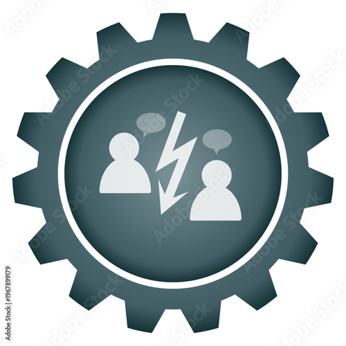 People Communication Conflict Argument Icon Vector PNG Social Disagreement Debate Misunderstanding Gear Illustration Concept