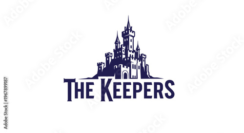 Elegant castle logo with the words The Keepers in bold font, dark blue color.
