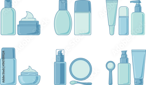 Collection of Blue and Teal Skincare Product