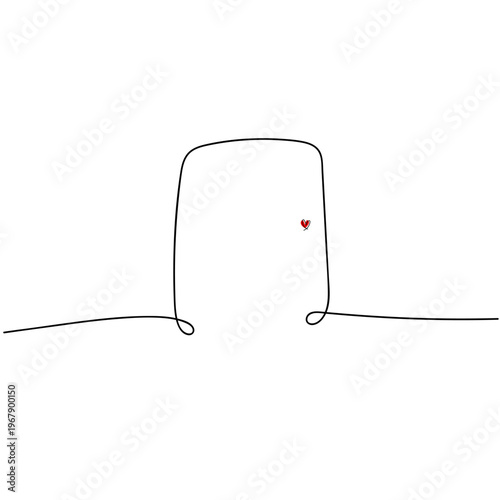 line art door with mini heart