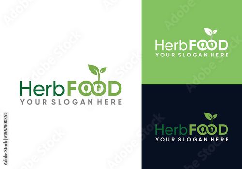 Natural food logo vector design template, herbal food logo with wordmark design style