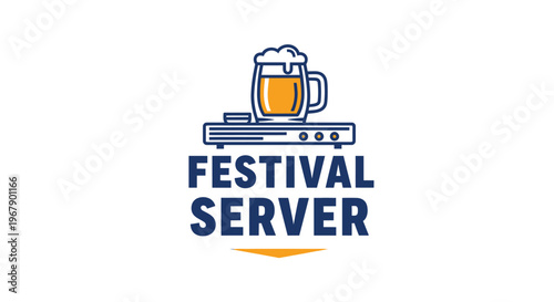 Festival Server Logo - A Refreshing Beer Mug on a Modern Server, Perfect for Events.
