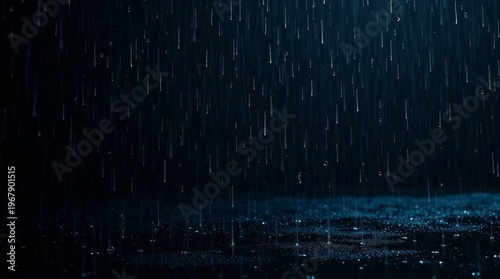 Heavy Rain Falling in the Dark Night