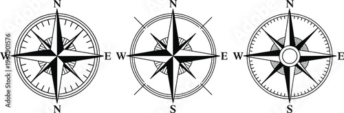 Vintage compass rose sketch, hand drawn nautical wind rose vector illustration for navigation maps travel themes and maritime design.