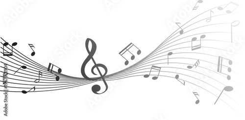 Abstract Music Background with Notes and Treble Clef