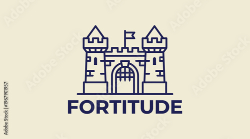 Fortitude logo featuring a detailed castle with a flag, representing strength and resilience.