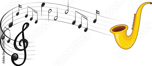 Saxophone with Music Notes