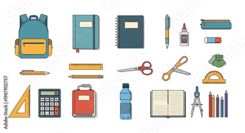 School Supplies Collection - Essential Tools for Learning and Creativity.