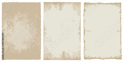 Three aged paper textures arranged vertically displaying subtle variations