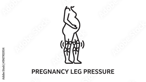 A simple line drawing of a pregnant woman standing, highlighting leg pressure and swelling, often associated with pregnancy symptoms and health.