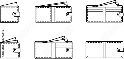 Leather wallet icon set in minimalist luxury design