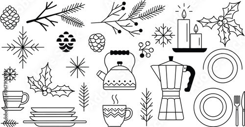 Table decor set for winter solstice brunch celebration