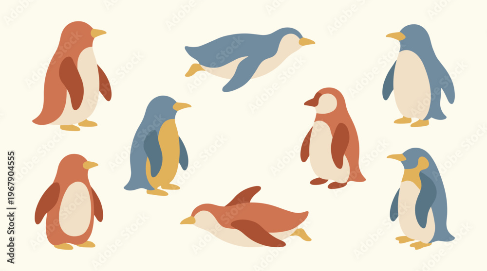 Obraz premium A group of penguins standing together.