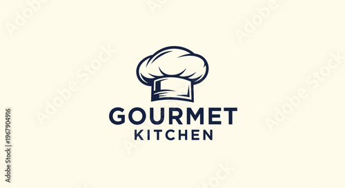 Gourmet Kitchen Logo - Chefs Hat Symbolizing Culinary Excellence and Delicious Food Preparation.