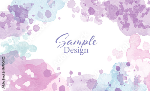 紫と水色の水彩画風背景イラスト