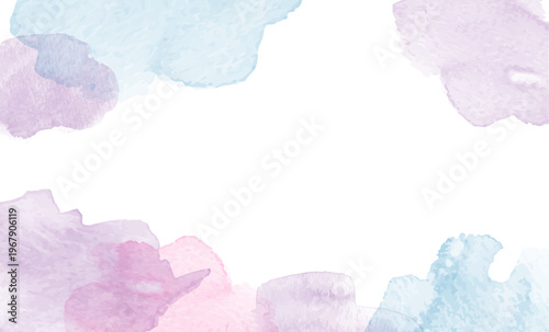 紫と水色の水彩画風背景イラスト