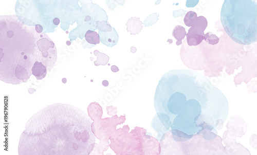 紫と水色の水彩画風背景イラスト