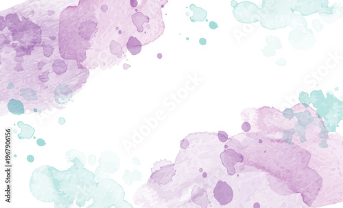 紫と水色の水彩画風背景イラスト