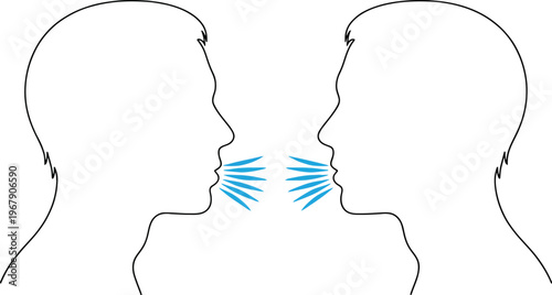 Two Silhouetted Heads Facing Each Other, Exchanging Spoken Words