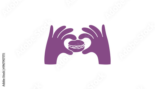 A purple donut icon with hands forming a heart shape around it