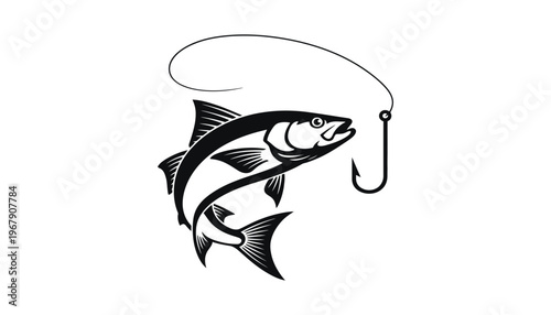 A fish vector illustration with a fishing hook and line
