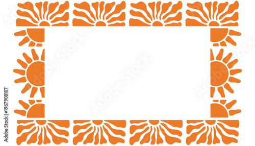 Sun icon decorative border frame for graphic design and digital art