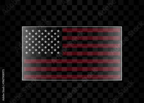 American flag icon in glass style. US transparent symbol
