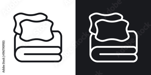 Bed linen set with pillows icon