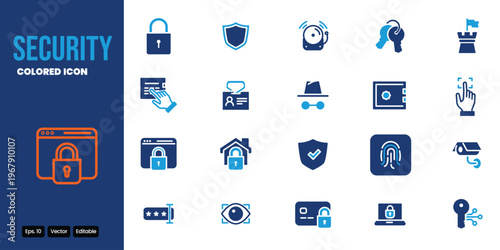security colored icon set vector design good for web and mobile app