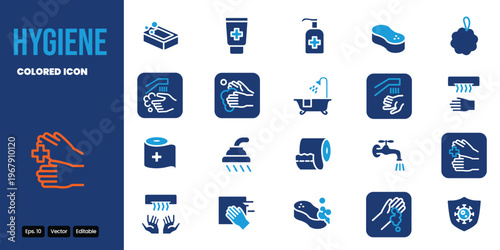 hygiene colored icon set vector design good for web and mobile app