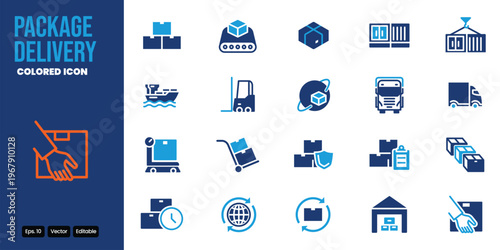 delivery package colored icon set vector design good for web and mobile app