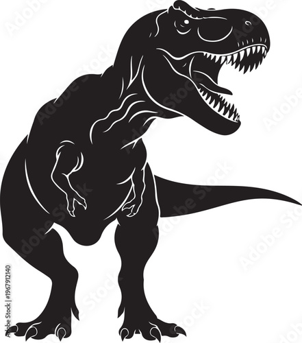 T Rex Dinosaur Black Silhouette Vector Prehistoric Animal Illustration