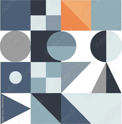 Abstract Geometric Shapes with Modern Color Palette and Minimalist Design for Creative Digital Art and Composition