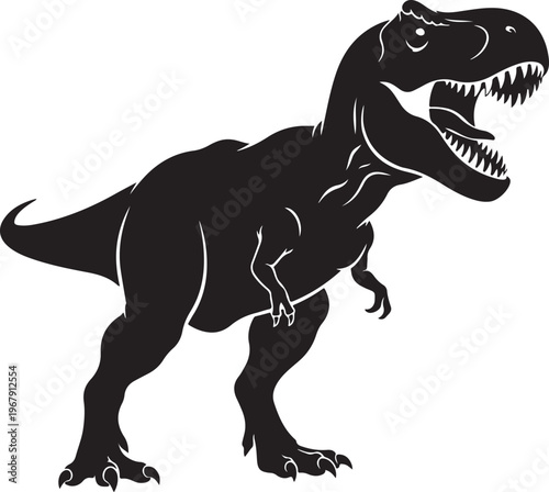 T Rex Dinosaur Black Silhouette Vector Prehistoric Animal Illustration