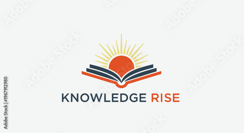 Knowledge Rise Logo - Open Book with Rising Sun Symbolizing Education.