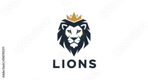 Majestic lion head logo with crown, representing strength and leadership, perfect for branding.