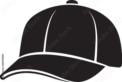 Baseball Cap Black Silhouette Vector Hat Fashion Accessory Icon