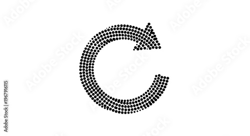 Black dotted refresh arrow icon, circular rotation symbol, loading sign, refresh button